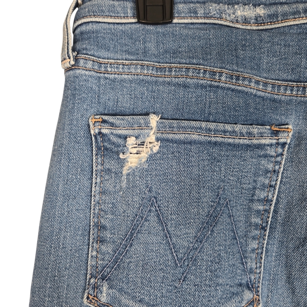 Mother The Tripper Ankle Fray Size 33 Button Fly Distressed Holes Raw Hem - Picture 12 of 16